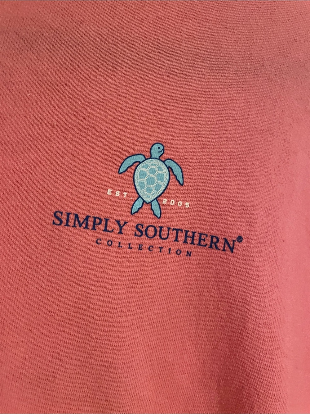 Simply Southern Coral Pink Short Sleeve Tee with Small Logo Turtle - Picture 3 of 7
